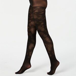 L258 Inc Black Women's Jacquard Floral Tights